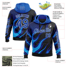 Загрузить изображение в средство просмотра галереи, Custom Black Thunder Blue-White 3D Abstract Flame Sports Pullover Sweatshirt Hoodie