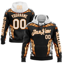 Laden Sie das Bild in den Galerie-Viewer, Custom Black White-Bay Orange 3D Abstract Flame Sports Pullover Sweatshirt Hoodie
