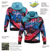 Загрузить изображение в средство просмотра галереи, Custom Black Thunder Blue Red-Aqua 3D Abstract Flame Sports Pullover Sweatshirt Hoodie
