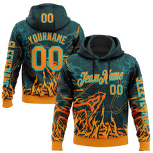 Загрузить изображение в средство просмотра галереи, Custom Green Bay Orange-Aqua 3D Abstract Flame Sports Pullover Sweatshirt Hoodie