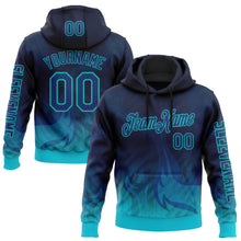 Загрузить изображение в средство просмотра галереи, Custom Blue US Navy Blue-Aqua 3D Abstract Flame Sports Pullover Sweatshirt Hoodie