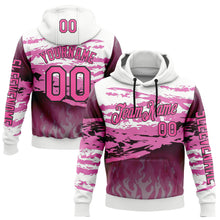 Laden Sie das Bild in den Galerie-Viewer, Custom White Pink-Black 3D Abstract Flame Sports Pullover Sweatshirt Hoodie