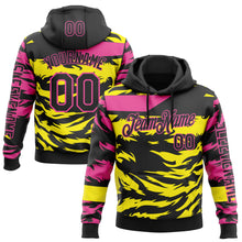 Загрузить изображение в средство просмотра галереи, Custom Black Light Yellow-Pink 3D Abstract Flame Sports Pullover Sweatshirt Hoodie