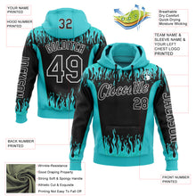 Laden Sie das Bild in den Galerie-Viewer, Custom Blue Black-White 3D Abstract Flame Sports Pullover Sweatshirt Hoodie