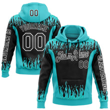 Laden Sie das Bild in den Galerie-Viewer, Custom Blue Black-White 3D Abstract Flame Sports Pullover Sweatshirt Hoodie