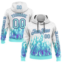 Laden Sie das Bild in den Galerie-Viewer, Custom White Ice Blue-Dark Purple 3D Abstract Flame Sports Pullover Sweatshirt Hoodie