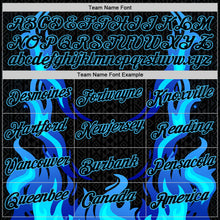 Загрузить изображение в средство просмотра галереи, Custom Black Sky Blue 3D Abstract Flame Sports Pullover Sweatshirt Hoodie