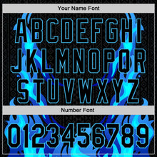 Загрузить изображение в средство просмотра галереи, Custom Black Sky Blue 3D Abstract Flame Sports Pullover Sweatshirt Hoodie