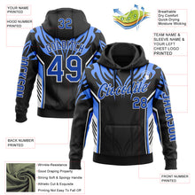Загрузить изображение в средство просмотра галереи, Custom Black Thunder Blue-White 3D Abstract Flame Sports Pullover Sweatshirt Hoodie