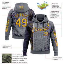 Загрузить изображение в средство просмотра галереи, Custom Gray Yellow-Dark Purple 3D Abstract Flame Sports Pullover Sweatshirt Hoodie