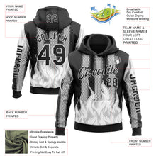 Загрузить изображение в средство просмотра галереи, Custom Black White 3D Abstract Flame Sports Pullover Sweatshirt Hoodie