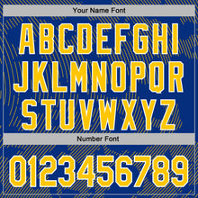 Load image into Gallery viewer, Custom Stitched Royal Yellow-White 3D Pattern Design Curve Lines Sports Pullover Sweatshirt Hoodie