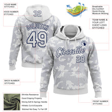 Load image into Gallery viewer, Custom Stitched White Navy 3D Pattern Design Curve Lines Sports Pullover Sweatshirt Hoodie