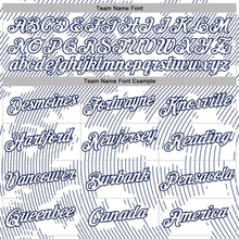 Load image into Gallery viewer, Custom Stitched White Navy 3D Pattern Design Curve Lines Sports Pullover Sweatshirt Hoodie