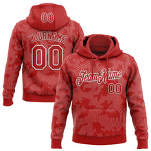 Load image into Gallery viewer, Custom Stitched Red White 3D Pattern Design Curve Lines Sports Pullover Sweatshirt Hoodie