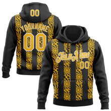 Load image into Gallery viewer, Custom Stitched Black Gold-White 3D Pattern Design Abstract Shape Sports Pullover Sweatshirt Hoodie