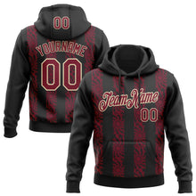 Load image into Gallery viewer, Custom Stitched Black Crimson-Cream 3D Pattern Design Abstract Shape Sports Pullover Sweatshirt Hoodie