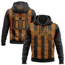 Load image into Gallery viewer, Custom Stitched Black Bay Orange 3D Pattern Design Abstract Shape Sports Pullover Sweatshirt Hoodie