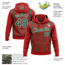 Load image into Gallery viewer, Custom Stitched Red Kelly Green-White 3D Pattern Design Abstract Shape Sports Pullover Sweatshirt Hoodie