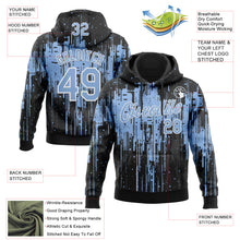Load image into Gallery viewer, Custom Stitched Black Light Blue-White 3D Pattern Design Dripping Splatter Sports Pullover Sweatshirt Hoodie