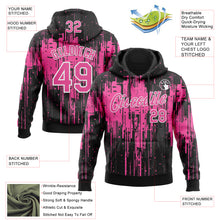 Load image into Gallery viewer, Custom Stitched Black Pink-White 3D Pattern Design Dripping Splatter Sports Pullover Sweatshirt Hoodie