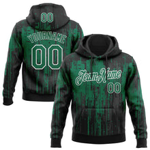Laden Sie das Bild in den Galerie-Viewer, Custom Stitched Black Kelly Green-White 3D Pattern Design Dripping Splatter Sports Pullover Sweatshirt Hoodie