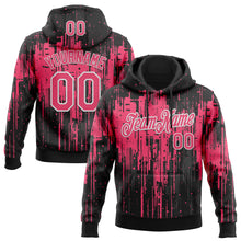 Загрузить изображение в средство просмотра галереи, Custom Stitched Black Neon Pink-White 3D Pattern Design Dripping Splatter Sports Pullover Sweatshirt Hoodie