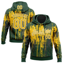 Load image into Gallery viewer, Custom Stitched Green Yellow-White 3D Pattern Design Dripping Splatter Sports Pullover Sweatshirt Hoodie