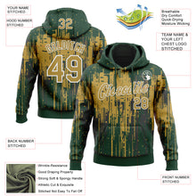 Загрузить изображение в средство просмотра галереи, Custom Stitched Green Old Gold-White 3D Pattern Design Dripping Splatter Sports Pullover Sweatshirt Hoodie