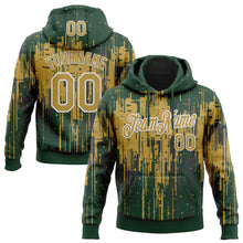 Загрузить изображение в средство просмотра галереи, Custom Stitched Green Old Gold-White 3D Pattern Design Dripping Splatter Sports Pullover Sweatshirt Hoodie