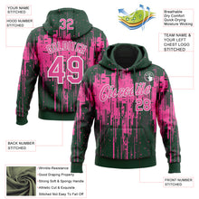 Laden Sie das Bild in den Galerie-Viewer, Custom Stitched Green Pink-White 3D Pattern Design Dripping Splatter Sports Pullover Sweatshirt Hoodie