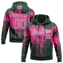 Laden Sie das Bild in den Galerie-Viewer, Custom Stitched Green Pink-White 3D Pattern Design Dripping Splatter Sports Pullover Sweatshirt Hoodie