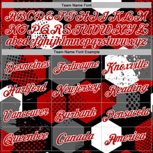 Load image into Gallery viewer, Custom Stitched Black Red-White 3D Pattern Design Geometric Shape Sports Pullover Sweatshirt Hoodie