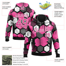 Load image into Gallery viewer, Custom Stitched Black Pink-White 3D Pattern Design Geometric Shape Sports Pullover Sweatshirt Hoodie