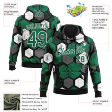 Load image into Gallery viewer, Custom Stitched Black Kelly Green-White 3D Pattern Design Geometric Shape Sports Pullover Sweatshirt Hoodie