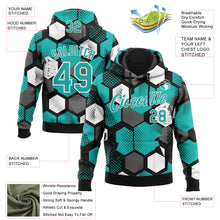 Laden Sie das Bild in den Galerie-Viewer, Custom Stitched Black Aqua-White 3D Pattern Design Geometric Shape Sports Pullover Sweatshirt Hoodie