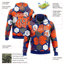 Load image into Gallery viewer, Custom Stitched Royal Orange-White 3D Pattern Design Geometric Shape Sports Pullover Sweatshirt Hoodie