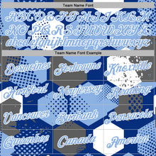 Laden Sie das Bild in den Galerie-Viewer, Custom Stitched Royal Light Blue-White 3D Pattern Design Geometric Shape Sports Pullover Sweatshirt Hoodie