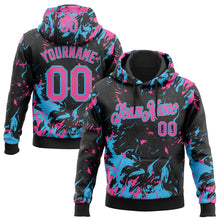 Загрузить изображение в средство просмотра галереи, Custom Stitched Black Pink-Sky Blue 3D Pattern Design Splash Sports Pullover Sweatshirt Hoodie