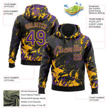 Загрузить изображение в средство просмотра галереи, Custom Stitched Black Purple-Gold 3D Pattern Design Splash Sports Pullover Sweatshirt Hoodie