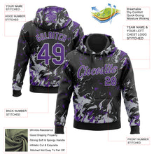 Load image into Gallery viewer, Custom Stitched Black Purple-Gray 3D Pattern Design Splash Sports Pullover Sweatshirt Hoodie
