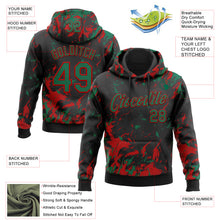 Load image into Gallery viewer, Custom Stitched Black Kelly Green-Red 3D Pattern Design Splash Sports Pullover Sweatshirt Hoodie
