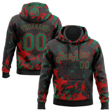 Load image into Gallery viewer, Custom Stitched Black Kelly Green-Red 3D Pattern Design Splash Sports Pullover Sweatshirt Hoodie