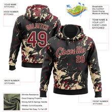 Load image into Gallery viewer, Custom Stitched Black Crimson-Cream 3D Pattern Design Splash Sports Pullover Sweatshirt Hoodie