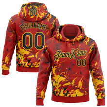 Load image into Gallery viewer, Custom Stitched Red Black-Gold 3D Pattern Design Splash Sports Pullover Sweatshirt Hoodie