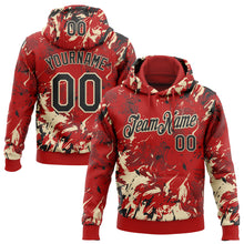 Load image into Gallery viewer, Custom Stitched Red Black-Cream 3D Pattern Design Splash Sports Pullover Sweatshirt Hoodie
