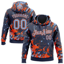 Charger l'image dans la galerie, Custom Stitched Navy Light Blue-Orange 3D Pattern Design Splash Sports Pullover Sweatshirt Hoodie