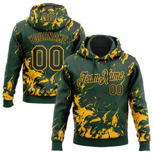 Load image into Gallery viewer, Custom Stitched Green Black-Gold 3D Pattern Design Splash Sports Pullover Sweatshirt Hoodie