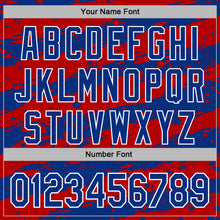 Load image into Gallery viewer, Custom Stitched Red Royal-White 3D Pattern Design Splash Torn Paper Style Sports Pullover Sweatshirt Hoodie