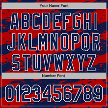 Charger l'image dans la galerie, Custom Stitched Red Navy-White 3D Pattern Design Splash Torn Paper Style Sports Pullover Sweatshirt Hoodie